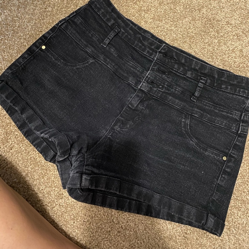 High waisted black shorts